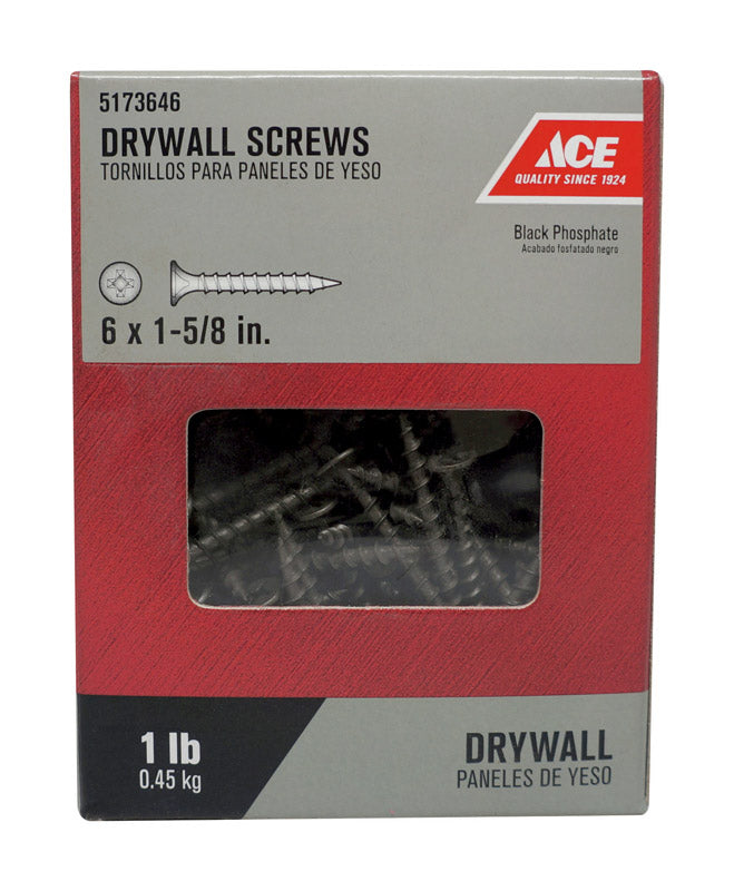 Ace No. 6 wire X 1-5/8 in. L Phillips Drywall Screws 1 lb 230 pk