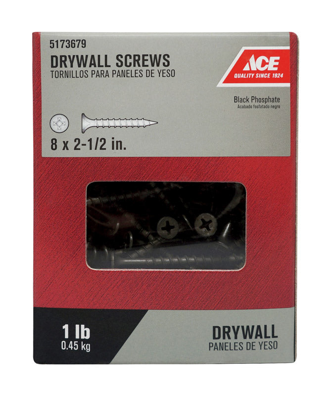 Ace No. 8 wire X 2-1/2 in. L Phillips Drywall Screws 1 lb 114 pk