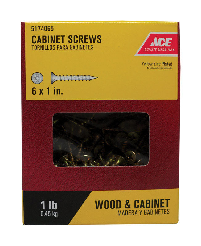 Ace No. 6 X 1 in. L Phillips Yellow Zinc Cabinet Screws 1 lb 330 pk