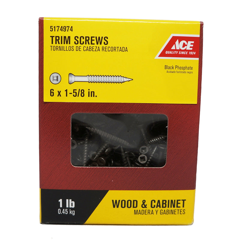 Ace No. 6 X 1-5/8 in. L Square Black Phosphate Trim Screws 1 lb 265 pk