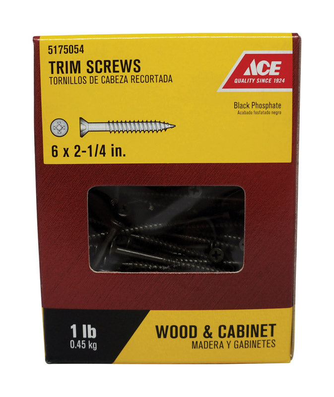 Ace No. 6 wire X 2-1/4 in. L Phillips Flat Trim Head Trim Screws 1 lb 190 pk