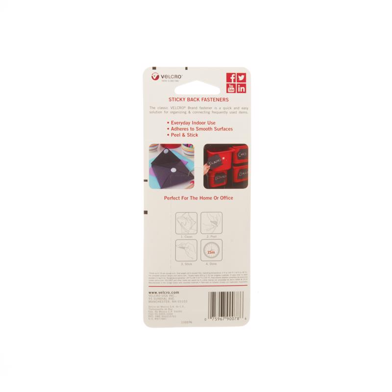 VELCRO Brand Sticky Back Small Nylon Hook and Loop Fastener 18 in. L 1 pk