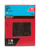 Ace 1 in. Cap Galvanized Plastic/Steel Nail Flat Head 1 lb