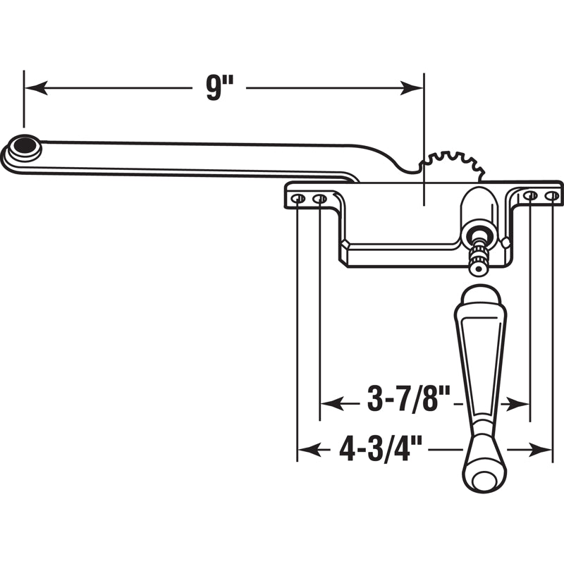 Prime-Line White Steel Right Single-Arm Casement Window Operator For Steel Framed Windows