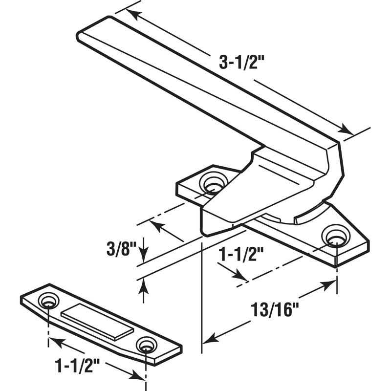 Prime-Line 3.5 in. L Die-Cast Bronze Zinc Left Casement Locking Handle Casement Operator Tee Handle