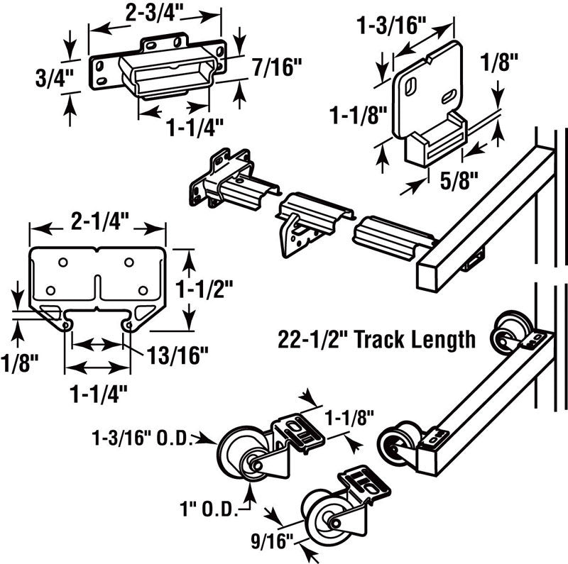 Draw Guide Roller Prime-Line 22 in. L Plastic Center Guide Drawer Guide Roller Assembly ...