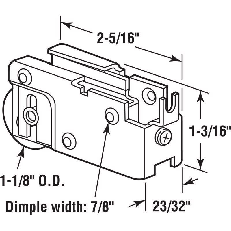 Prime-Line 1-1/8 in. D X 5/16 in. L Brass Steel Roller Assembly 1 pk