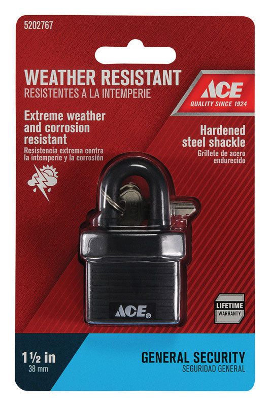 Ace 1-3/8 in. H X 1-1/2 in. W X 13/16 in. L Hardened Steel Single Locking Padlock