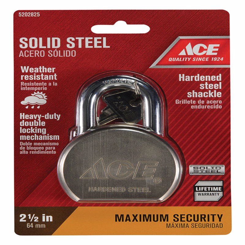 Ace 2-3/16 in. H X 2-1/2 in. W X 1-1/8 in. L Steel Double Locking Padlock