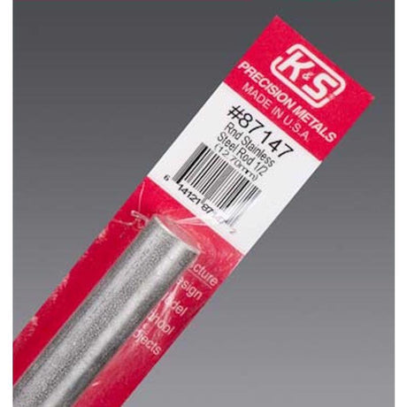 K&S 1/2 in. D X 12 in. L Stainless Steel Unthreaded Rod