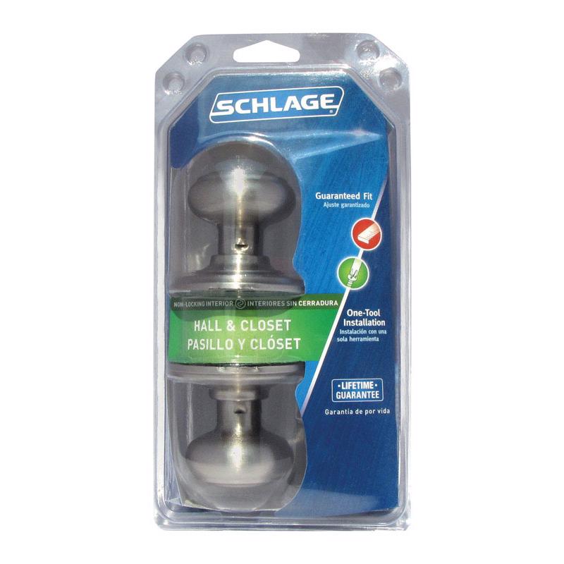 Schlage Georgian Satin Nickel Passage Lockset 1-3/4 in.