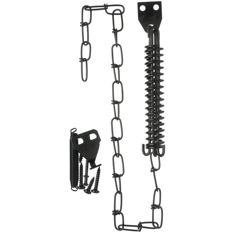 Wright Galvanized Black Steel Spring & Chain Door Retainer 1 pk