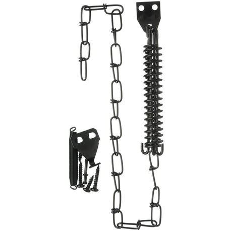 Wright Galvanized Black Steel Spring & Chain Door Retainer 1 pk