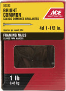 Ace 4D 1-1/2 in. Framing Bright Steel Nail Round Head 1 lb