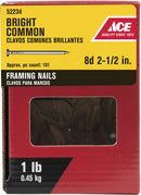 Ace 8D 2-1/2 in. Framing Bright Steel Nail Round Head 1 lb