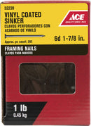 Ace 6D 1-7/8 in. Sinker Vinyl Steel Nail Checkered Head 1 lb
