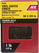 Ace 8D 2-3/8 in. Sinker Vinyl Steel Nail Checkered Head 1 lb