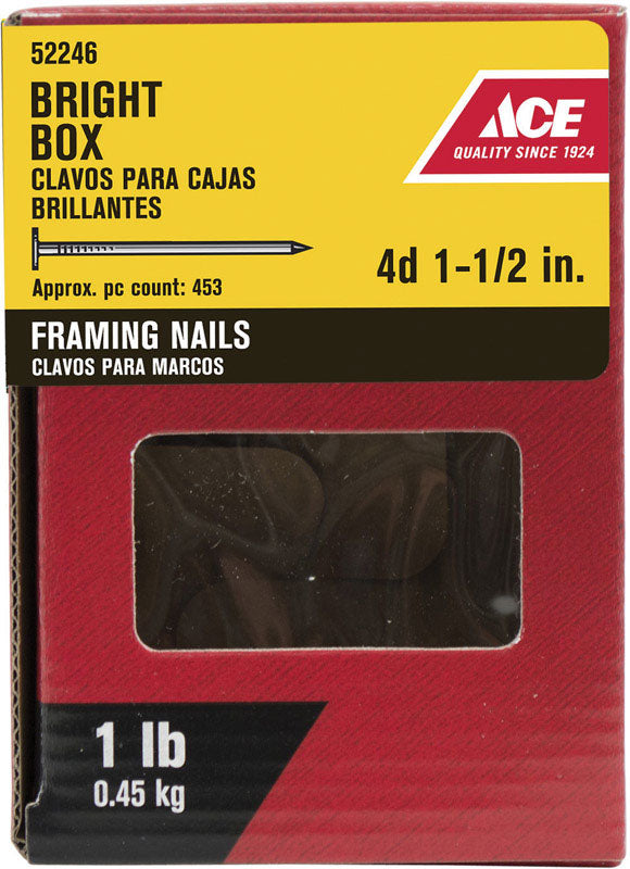 Ace 4D 1-1/2 in. Framing Bright Steel Nail Flat Head 1 lb