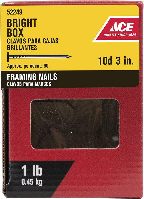 Ace 10D 3 in. Box Bright Steel Nail Flat Head 1 lb