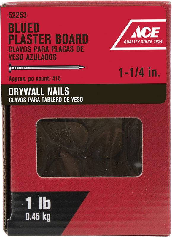 Ace 1-1/4 in. Drywall Phosphate-Coated Steel Nail Round Head 1 lb