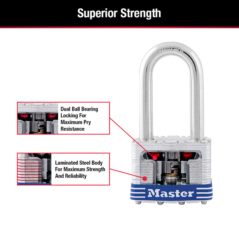 Master Lock 3-3/16 in. H X 1-9/16 in. W Laminated Steel Double Locking Padlock