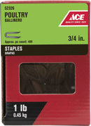 Ace .25 in. W X 3/4 in. L Galvanized Steel Poultry Staples 1 lb