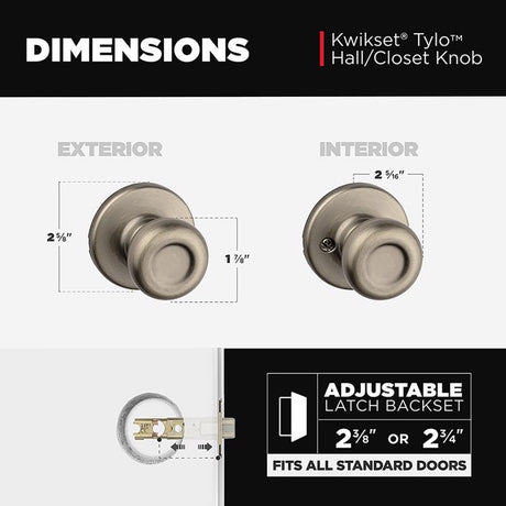 Kwikset Tylo Antique Brass Passage Lockset 1-3/4 in.