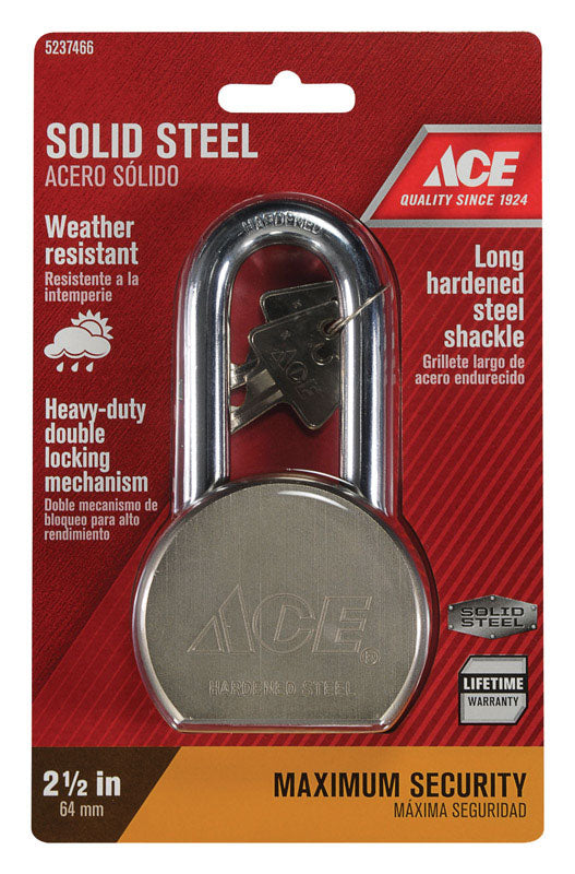 Ace 2-3/16 in. H X 2-1/2 in. W X 1-1/8 in. L Steel Double Locking Padlock