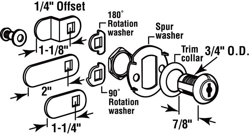 Prime-Line Chrome Gray Steel Cabinet/Drawer Lock
