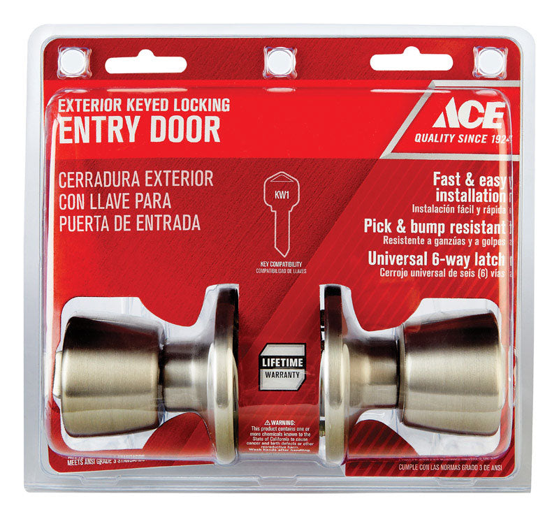 Ace Tulip Satin Stainless Steel Entry Lockset 1-3/4 in.