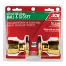 Ace Tulip Polished Brass Passage Door Knob Right or Left Handed