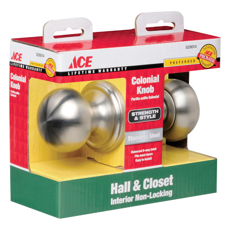 Ace Colonial Satin Passage Lockset 1-3/4 in.