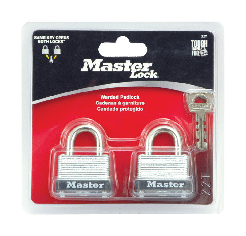 Master Lock 15/16 in. H X 13/16 in. W X 1-1/2 in. L Steel Warded Locking Padlock Keyed Alike