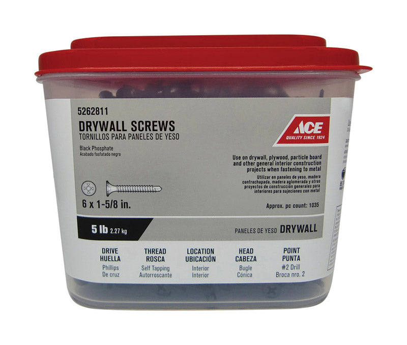 Ace No. 6 wire X 1-5/8 in. L Phillips Drywall Screws 5 lb 1008 pk