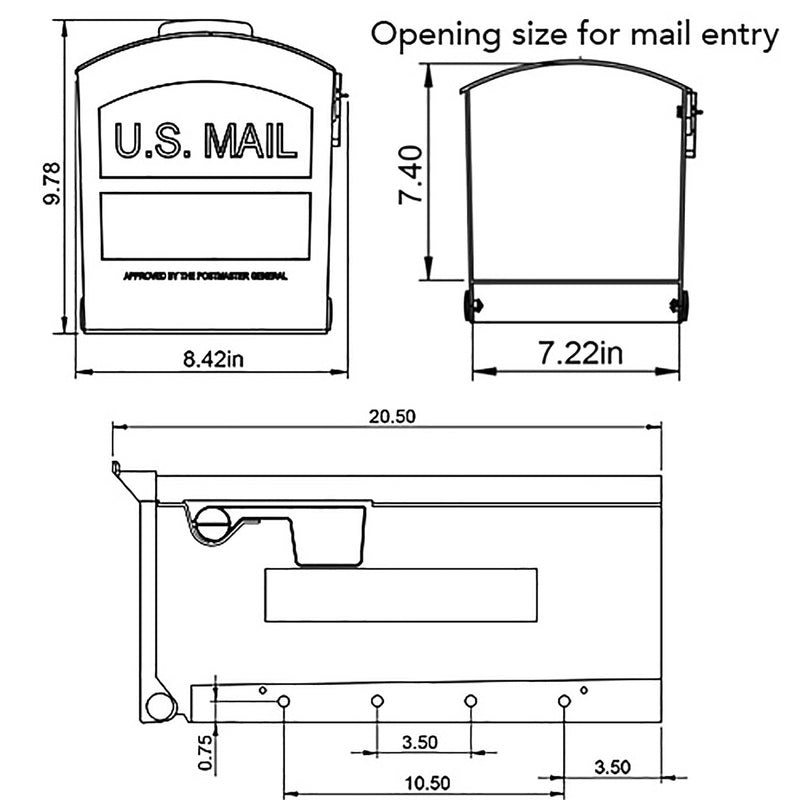 Gibraltar Mailboxes Patriot Classic Plastic Post Mount Black Mailbox