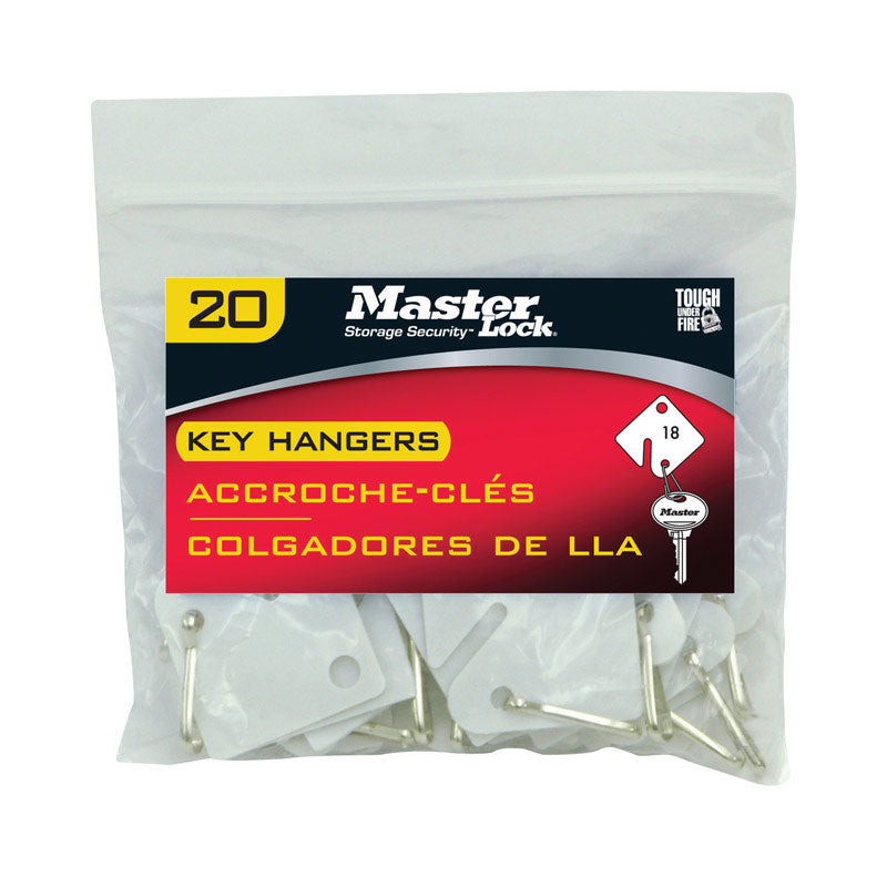 Master Lock Plastic White Rectangle Key Tag