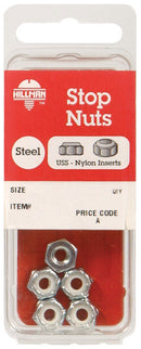 Hillman 10 in. Zinc-Plated Steel USS Nylon Lock Nut 5 pk