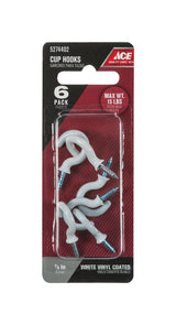 Ace Medium Steel 1.3125 in. L Coated Cup Hooks 15 lb 6 pk
