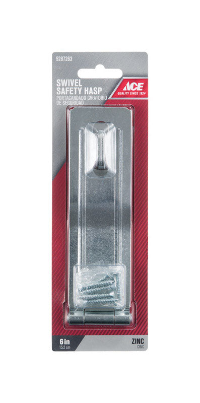 Ace Zinc 6 in. L Swivel Staple Safety Hasp