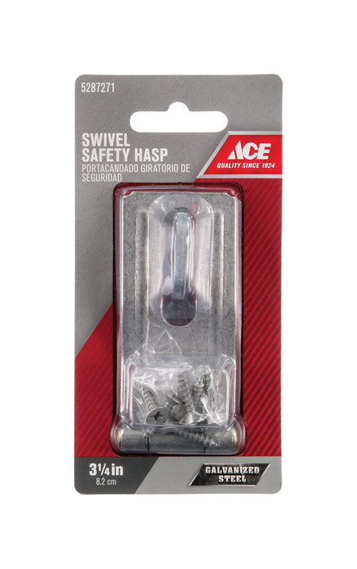 Ace Galvanized Steel 3-1/4 in. L Swivel Staple Safety Hasp