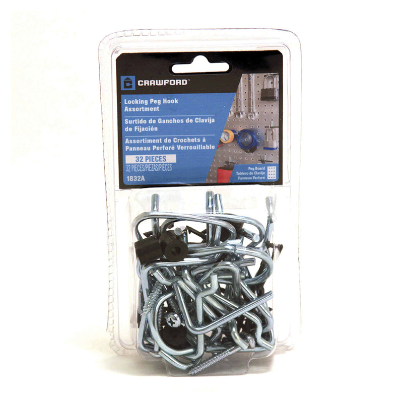 Crawford Silver Steel Peg Hooks 32 pk
