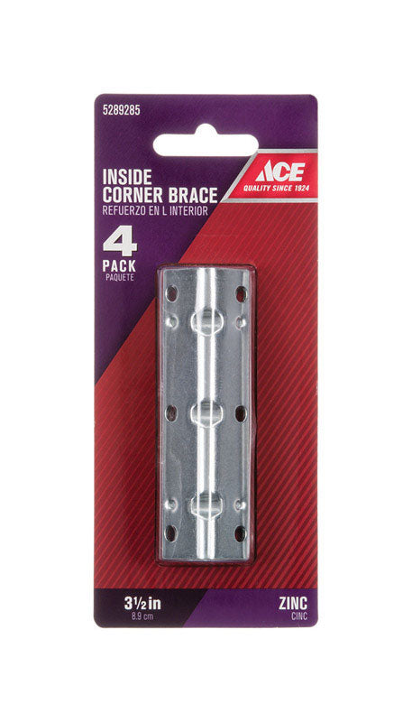 Ace 3-1/2 in. H X 2.238 in. W X 3-1/2 in. D Zinc Inside Corner Brace
