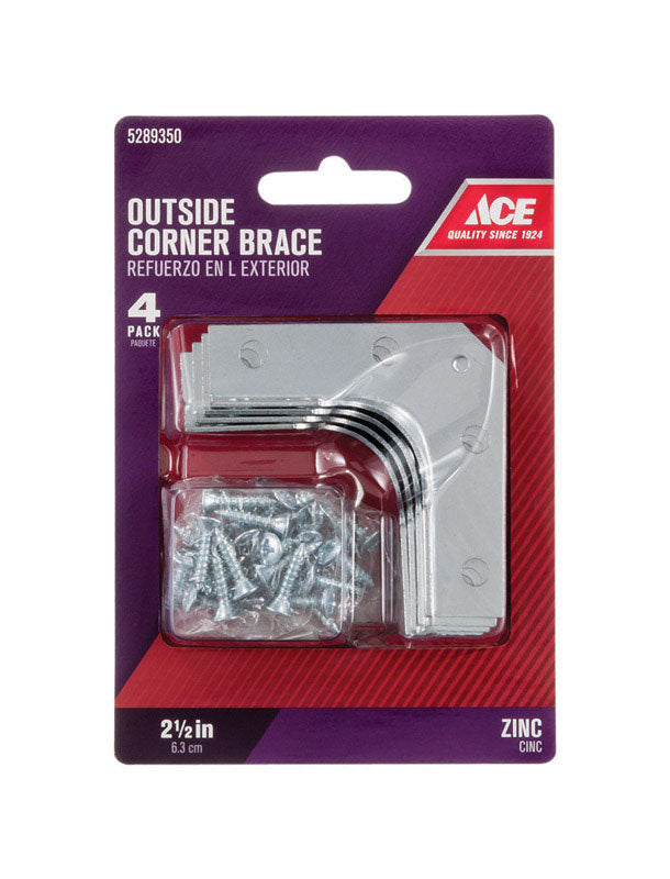 Ace 2-1/2 in. H X 3.75 in. W X 2-1/2 in. D Zinc Outside Corner Brace