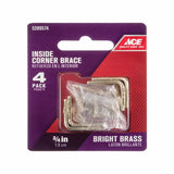 Ace 3/4 in. H X 1/2 in. W X 3/4 in. D Brass Inside L Corner Brace