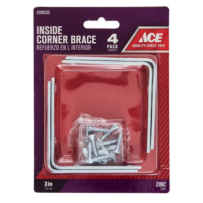 Ace 3 in. H X 4..75 in. W X 3 in. D Zinc Inside L Corner Brace