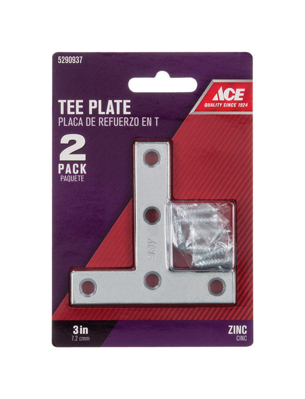 Ace 3 in. H X 3.75 in. W X 3 in. D Zinc Tee Plate