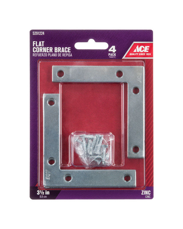 Ace 3-1/2 in. H X 4.75 in. W X 3-1/2 in. D Zinc Flat Corner Brace