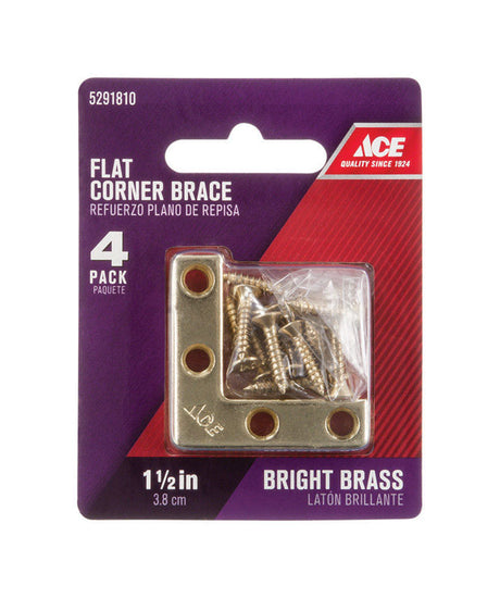 Ace 1-1/2 in. H X 2.750 in. W X 1-1/2 in. D Brass Flat Corner Brace