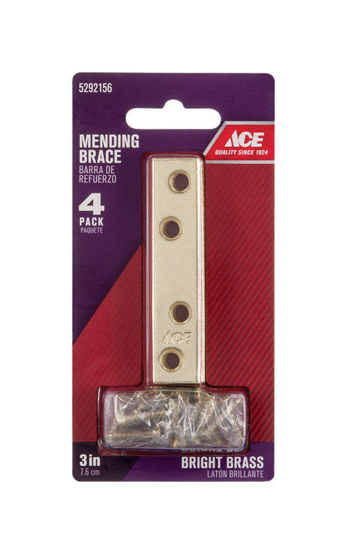 Ace 3 in. H X 0.625 in. W X .87 in. L Bright Brass Mending Brace