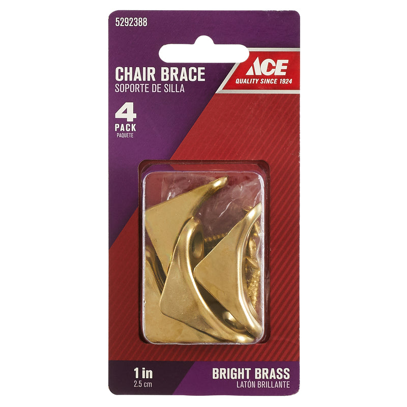 Ace 1 in. H X 1 in. W X 3/4 in. D Bright Brass Inside Chair Brace